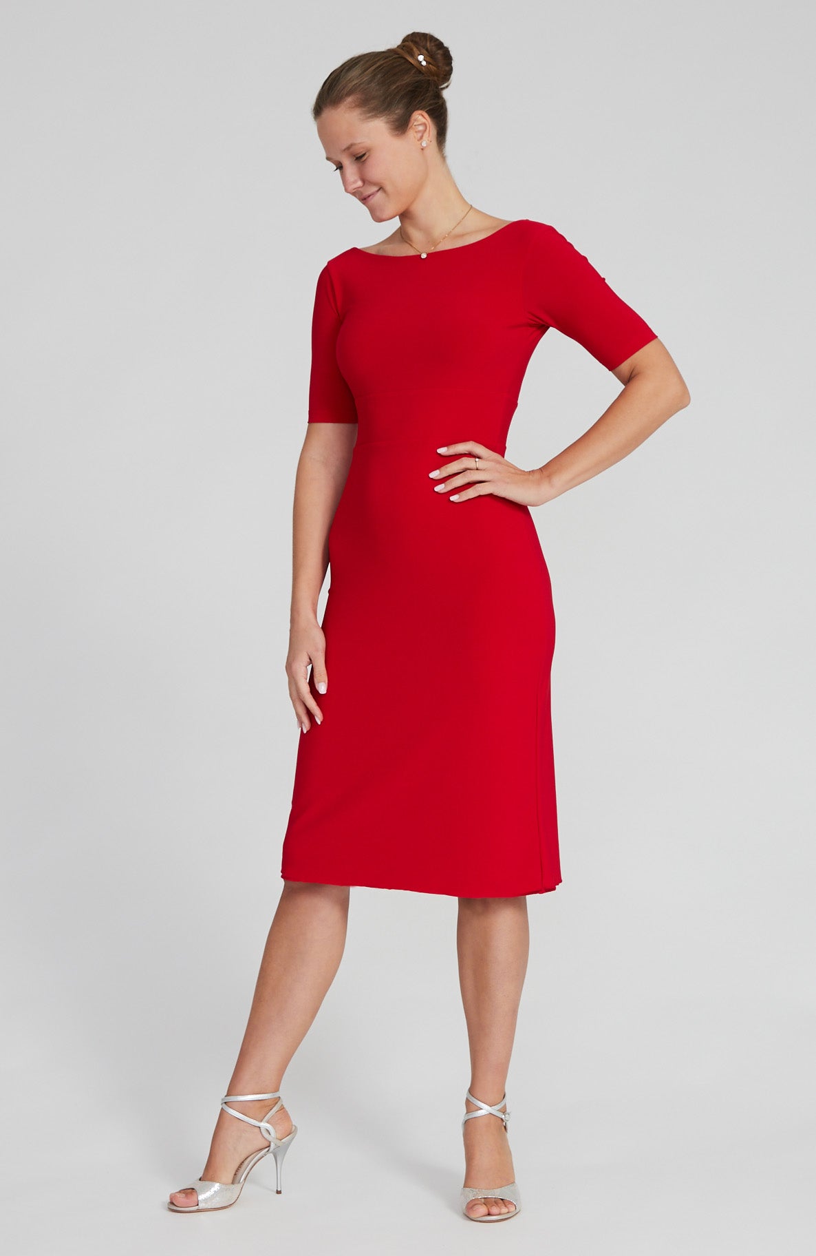 red tango dress with sleeves