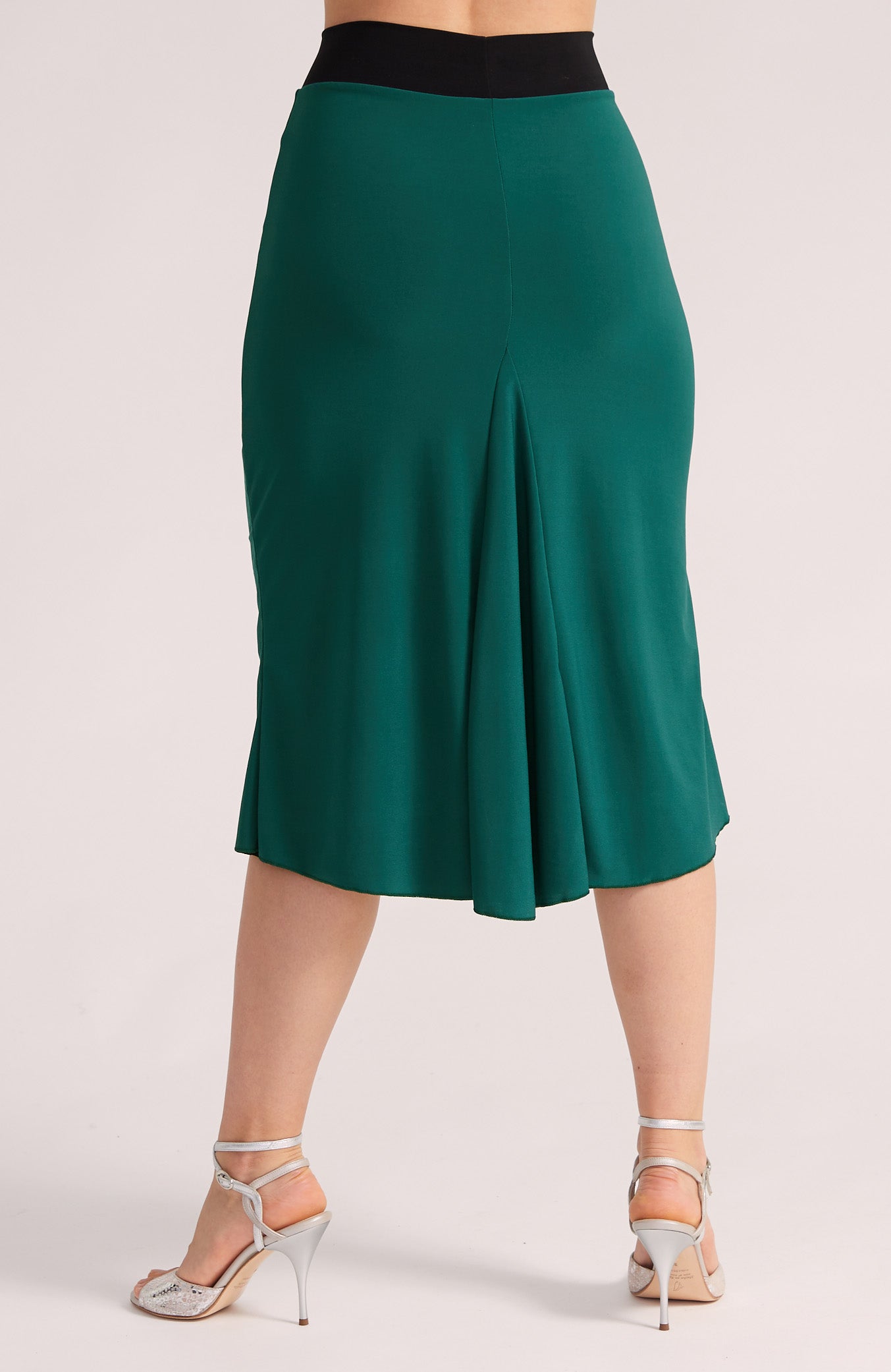 JAZMIN - Reversible Godet Skirt in Green / Black