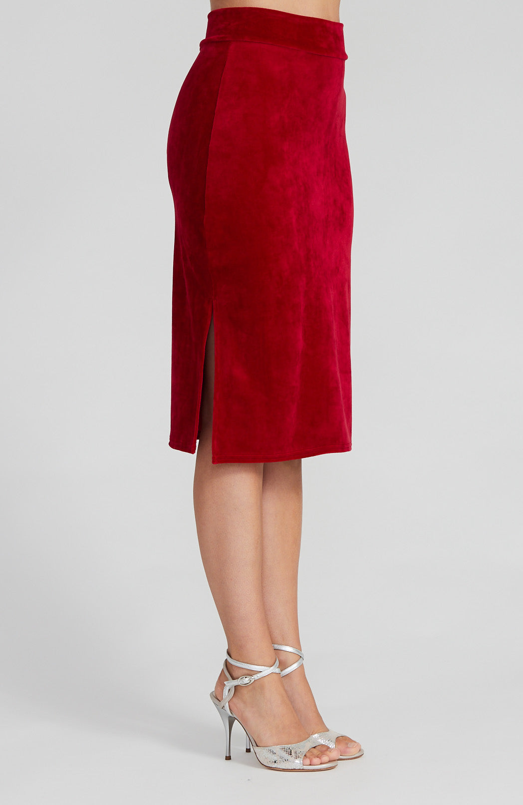 MIA - Classic Red Velvet Tango Skirt with Side Slits