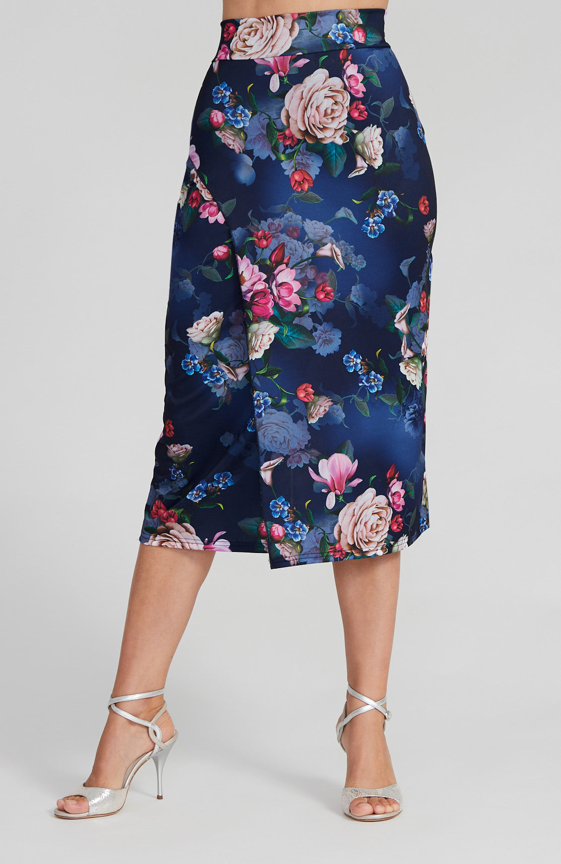 spring blossom tango skirt with overlap and back slit