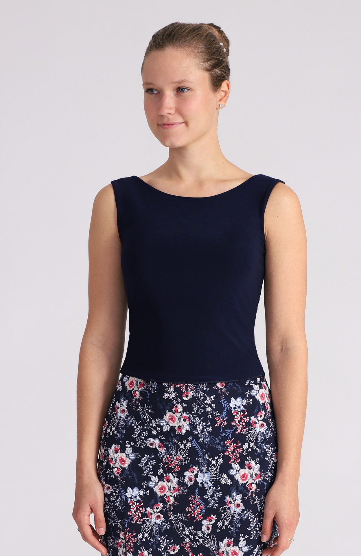 DORA Drapiertes Top in Marineblau