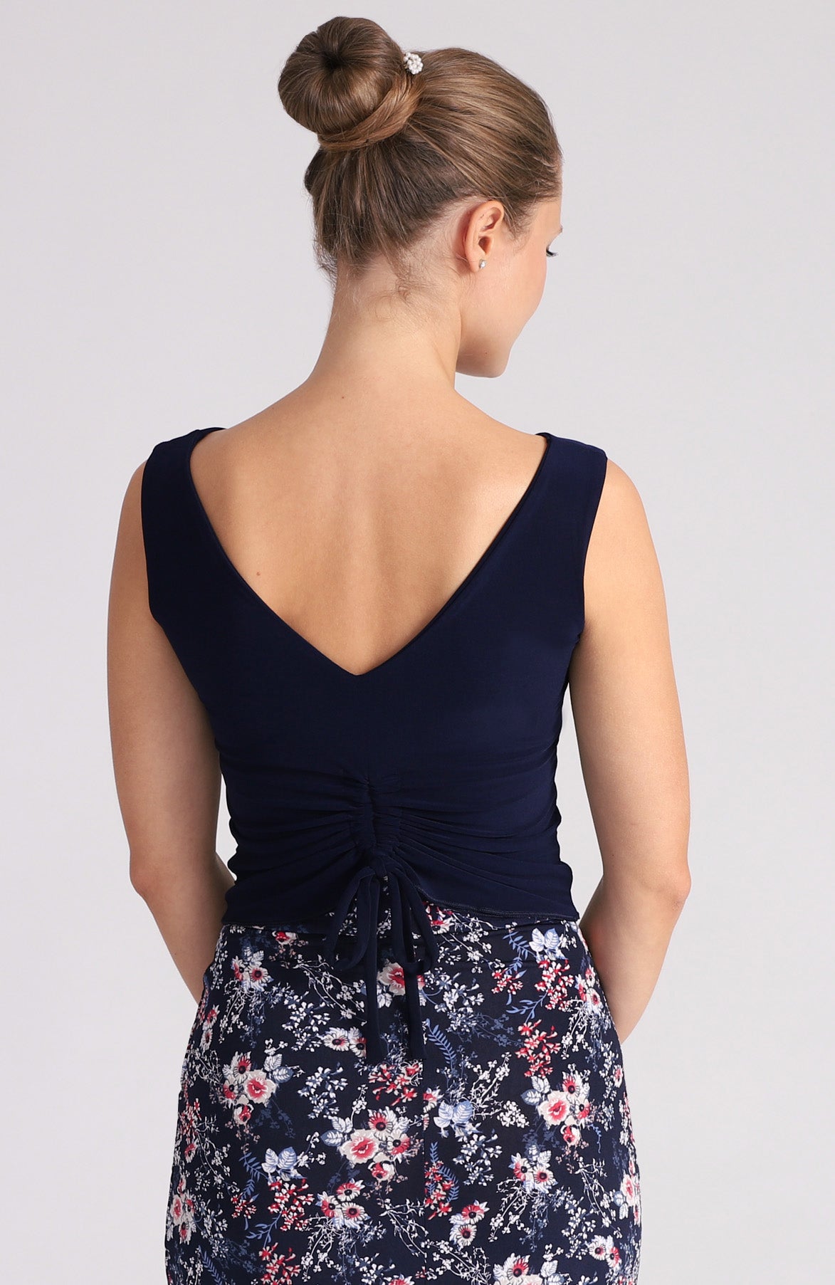 DORA Drapiertes Top in Marineblau