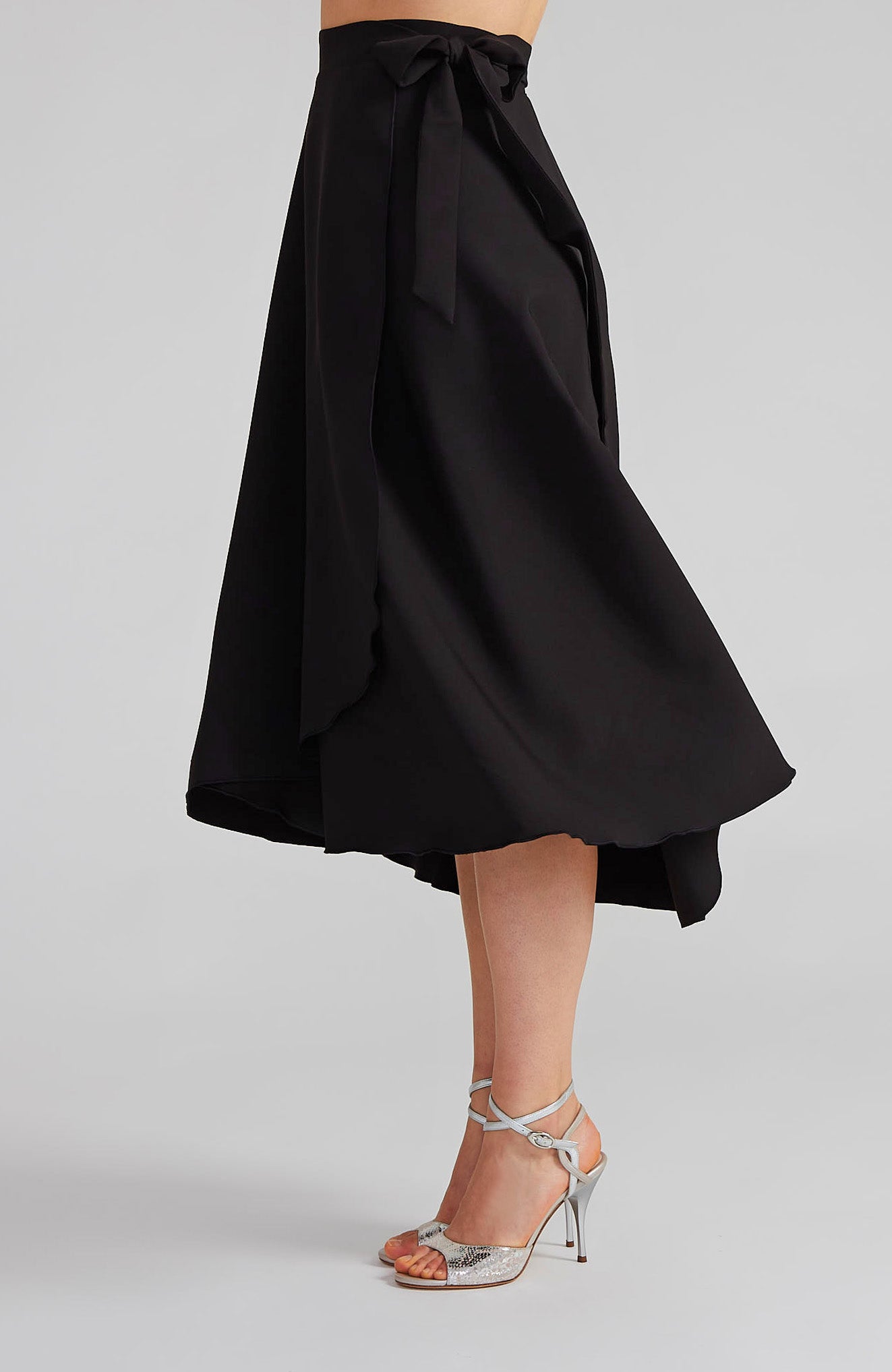 GINA Long Wrap Skirt in Black