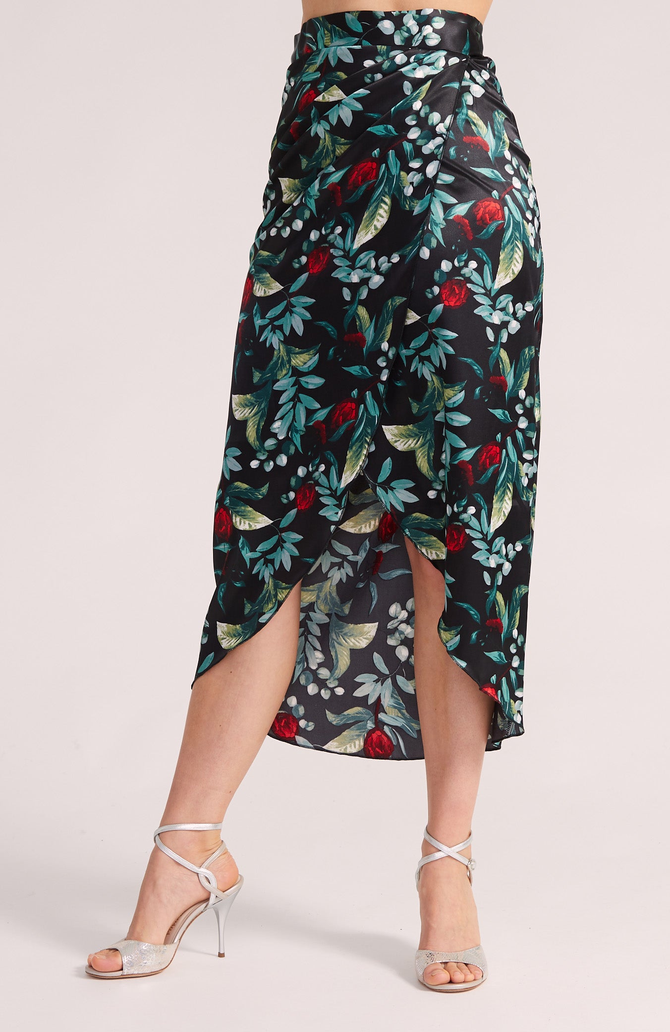 JULIET - Satin Blossom Wrap Skirt