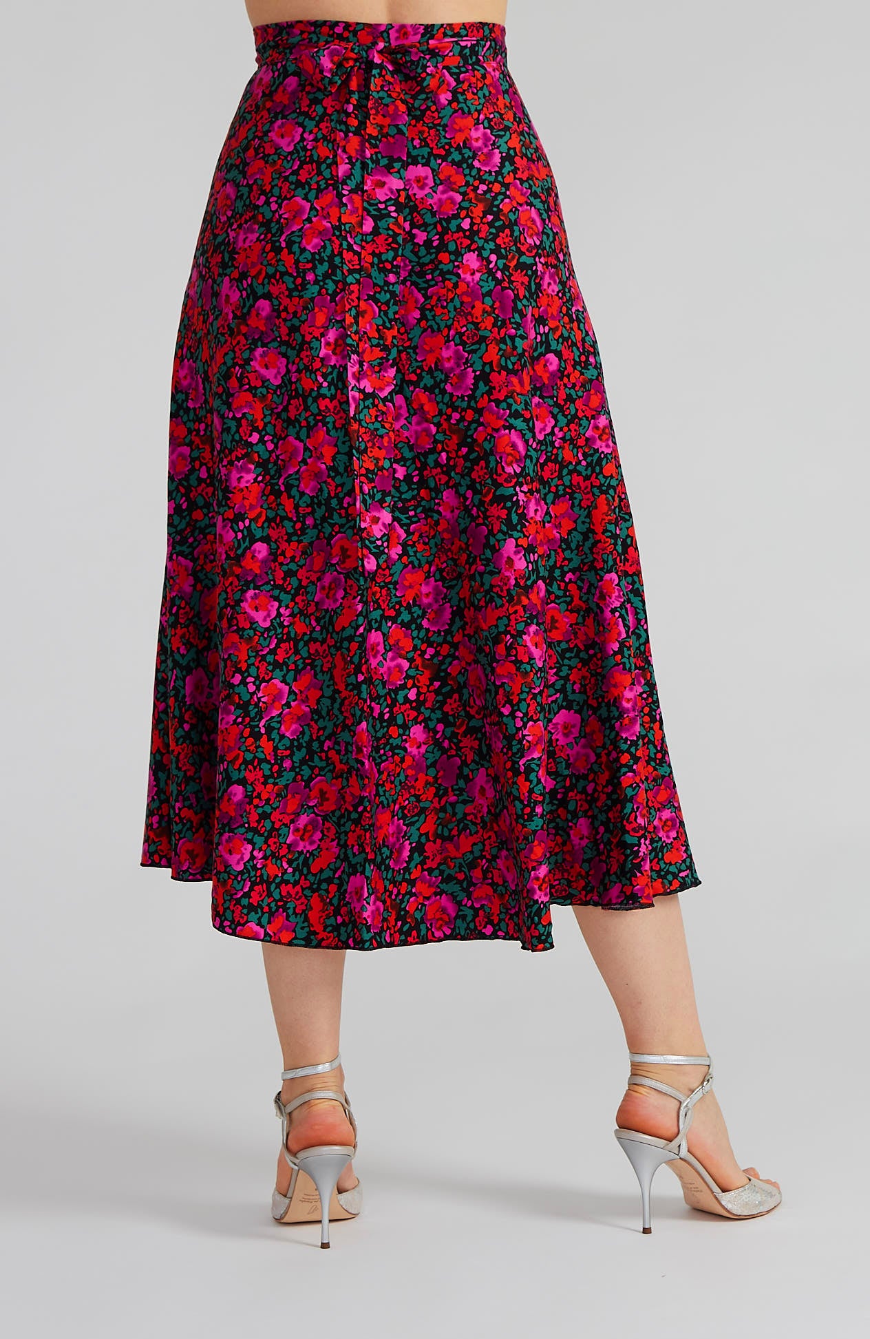 GINA Long Wrap Skirt in Magenta Blossoms