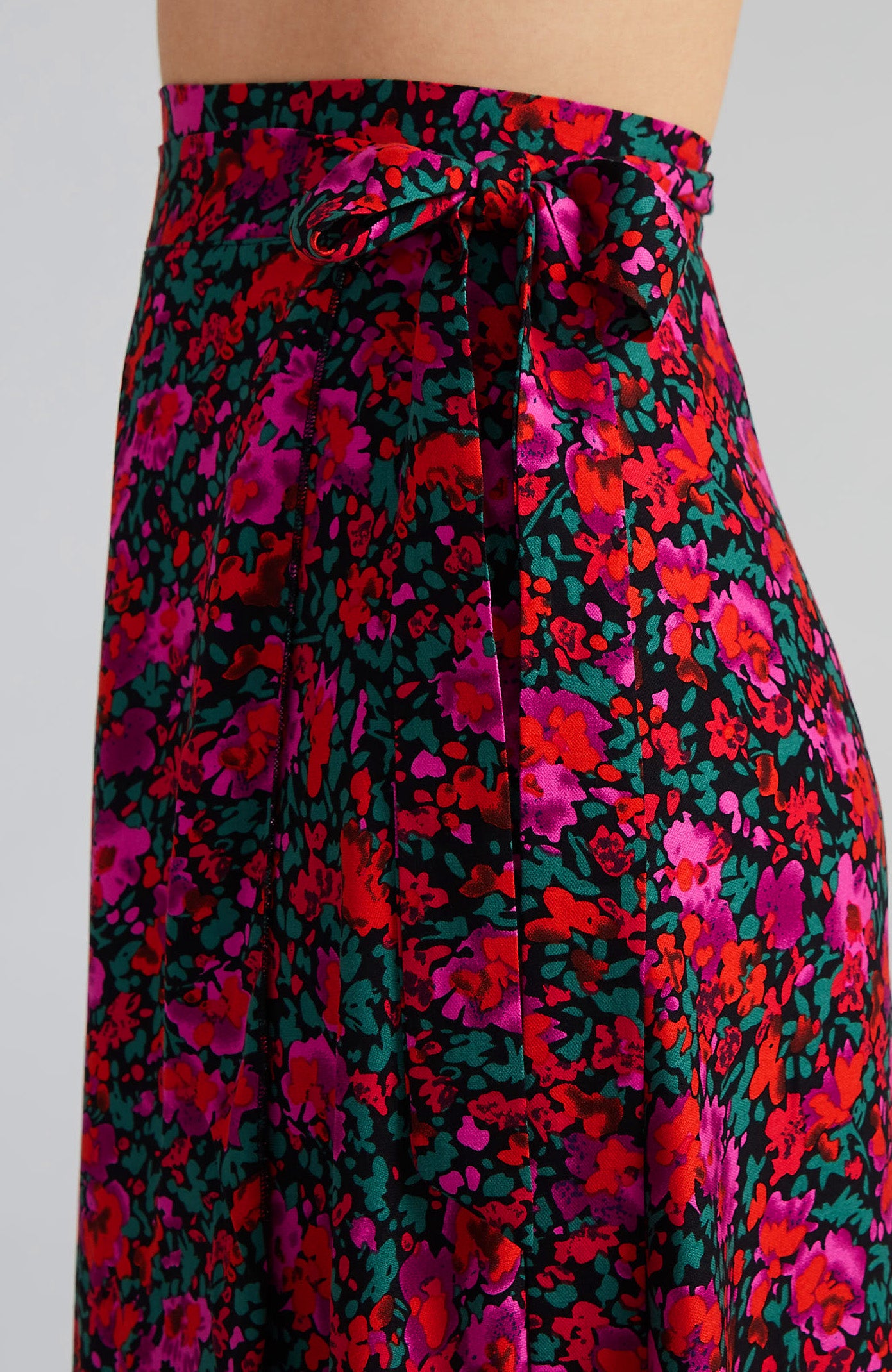 GINA Long Wrap Skirt in Magenta Blossoms