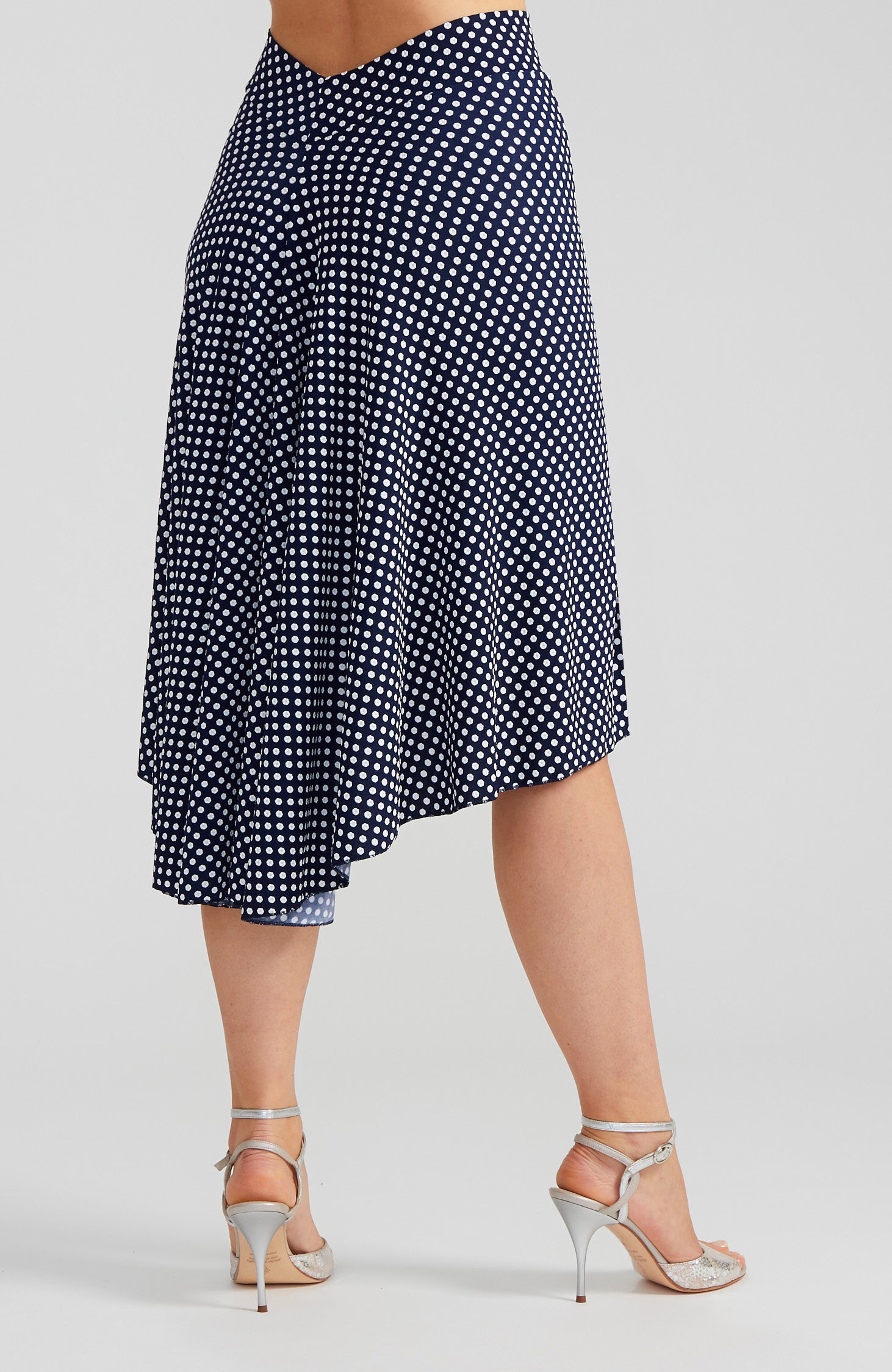 PAOLA Polka Dot Argentine Tango Skirt with Slit
