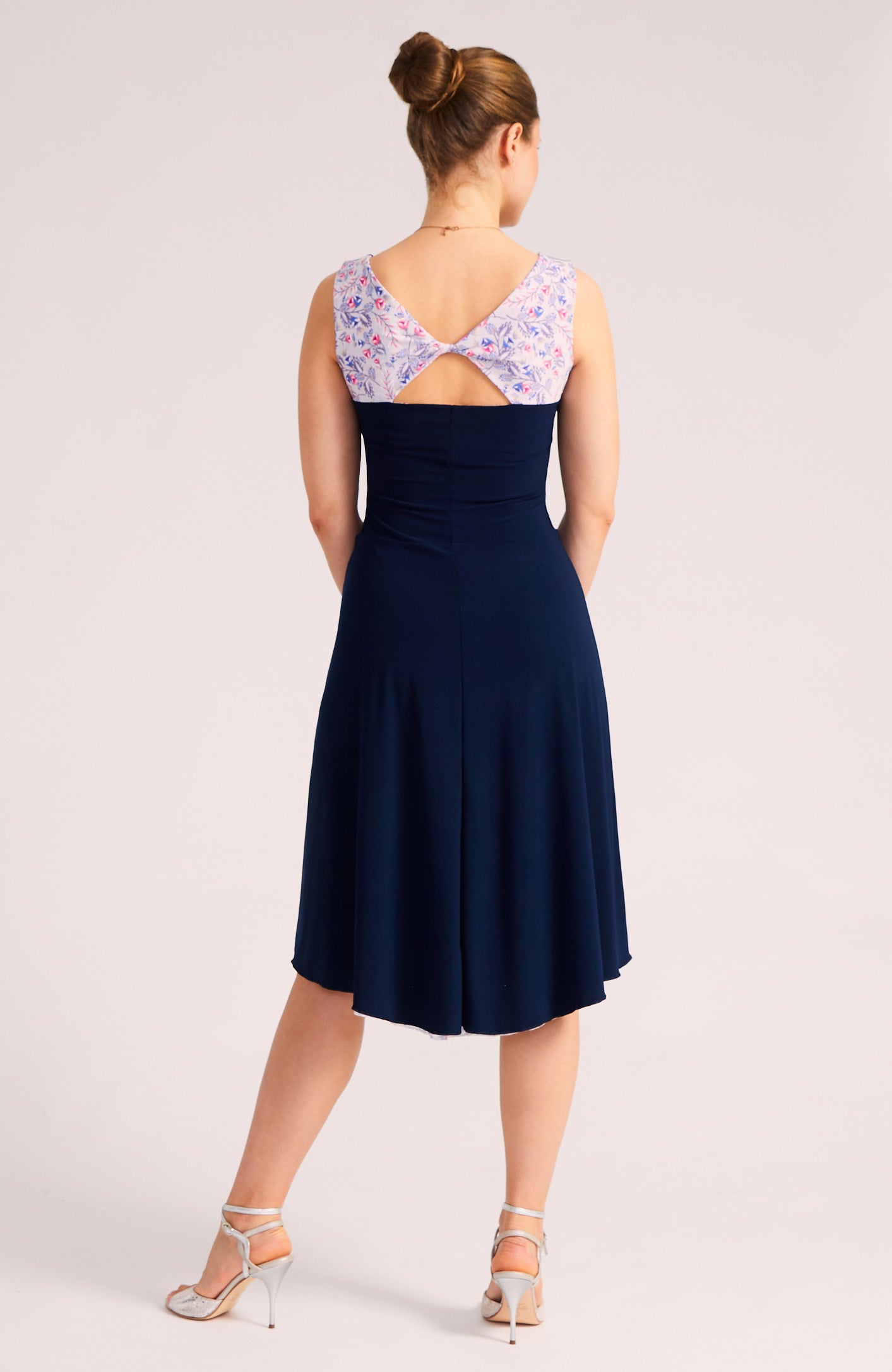 BIANCA - Reversible Tango Dress in Spring Florals & Navy Blue