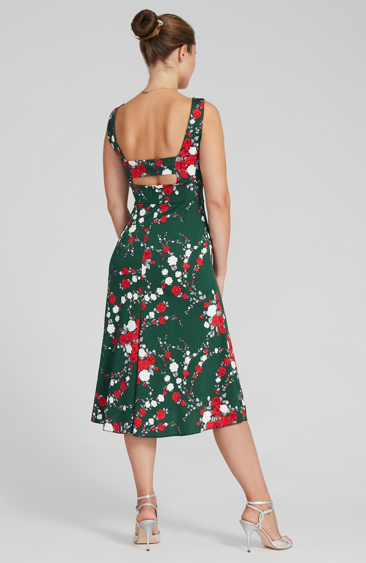 tango dress with open back in rose print