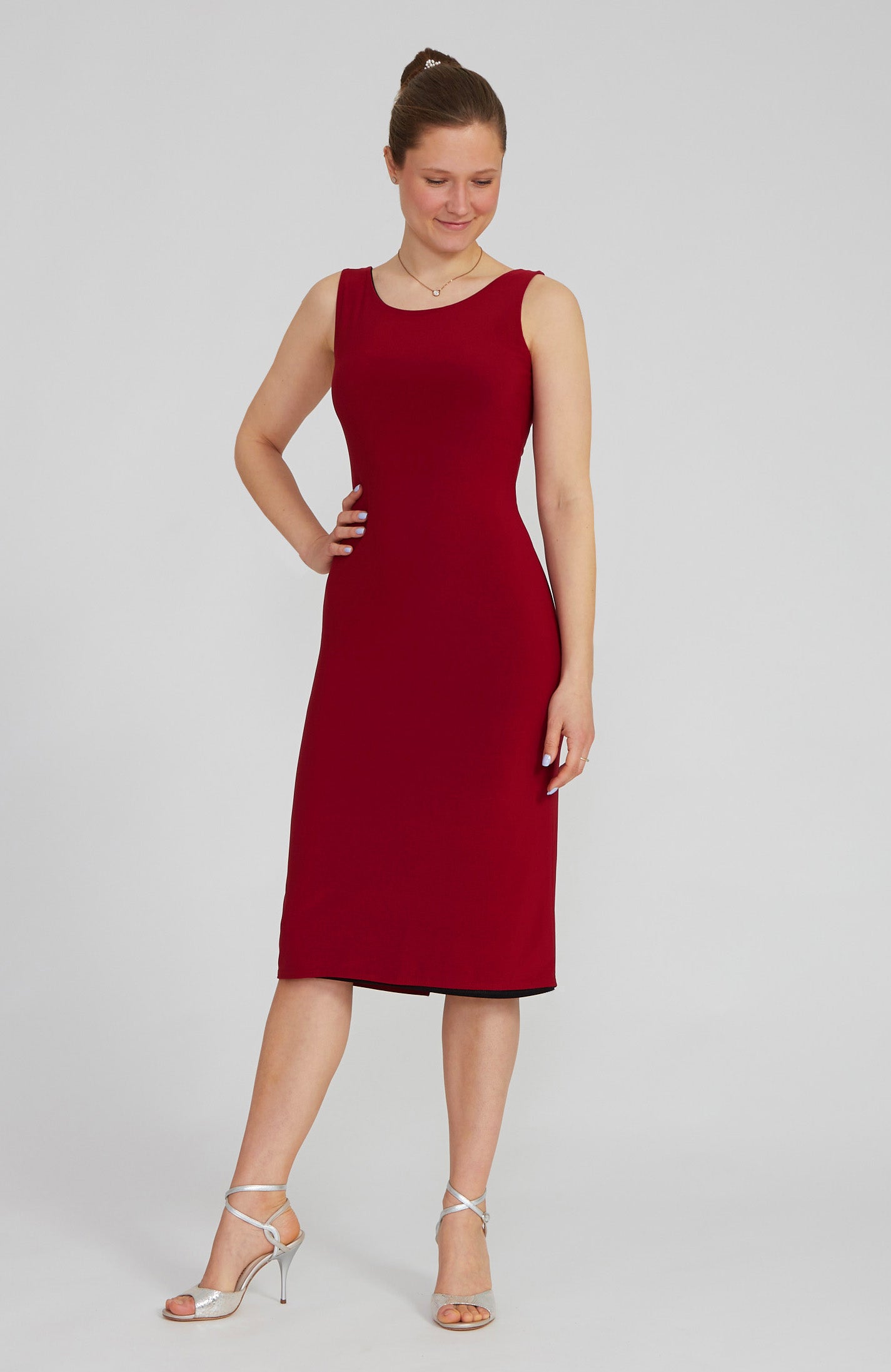 VALERIA Wendbares Tangokleid in Bordeauxrot &amp; Schwarz 