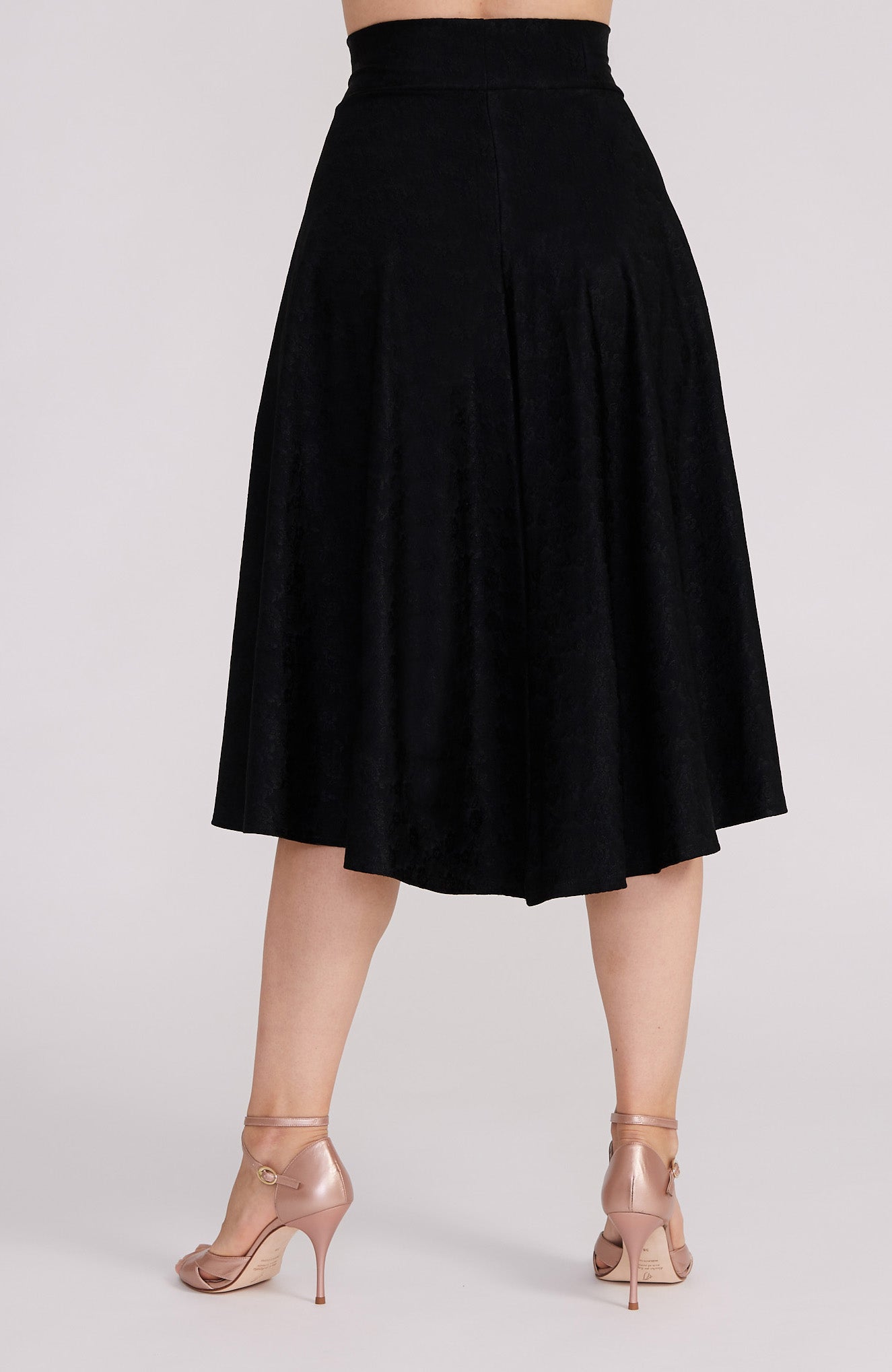 AUDREY Schwarzer A-Linien-Tangorock mit fließendem High-Low-Saum