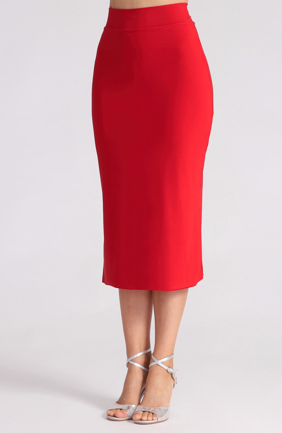 Jupe tango ajustée rouge corail MIA avec fentes latérales
