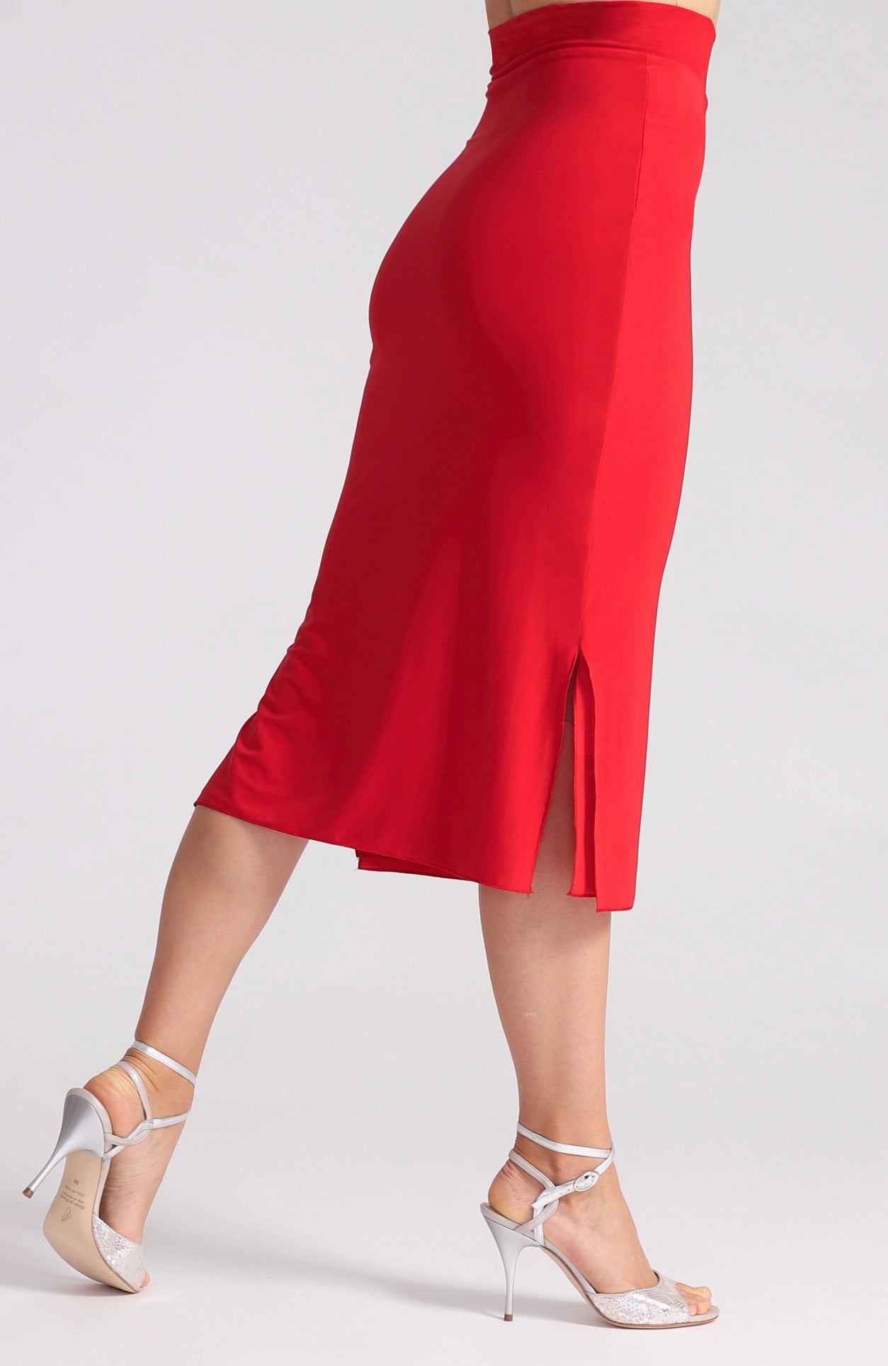 Jupe tango ajustée rouge corail MIA avec fentes latérales