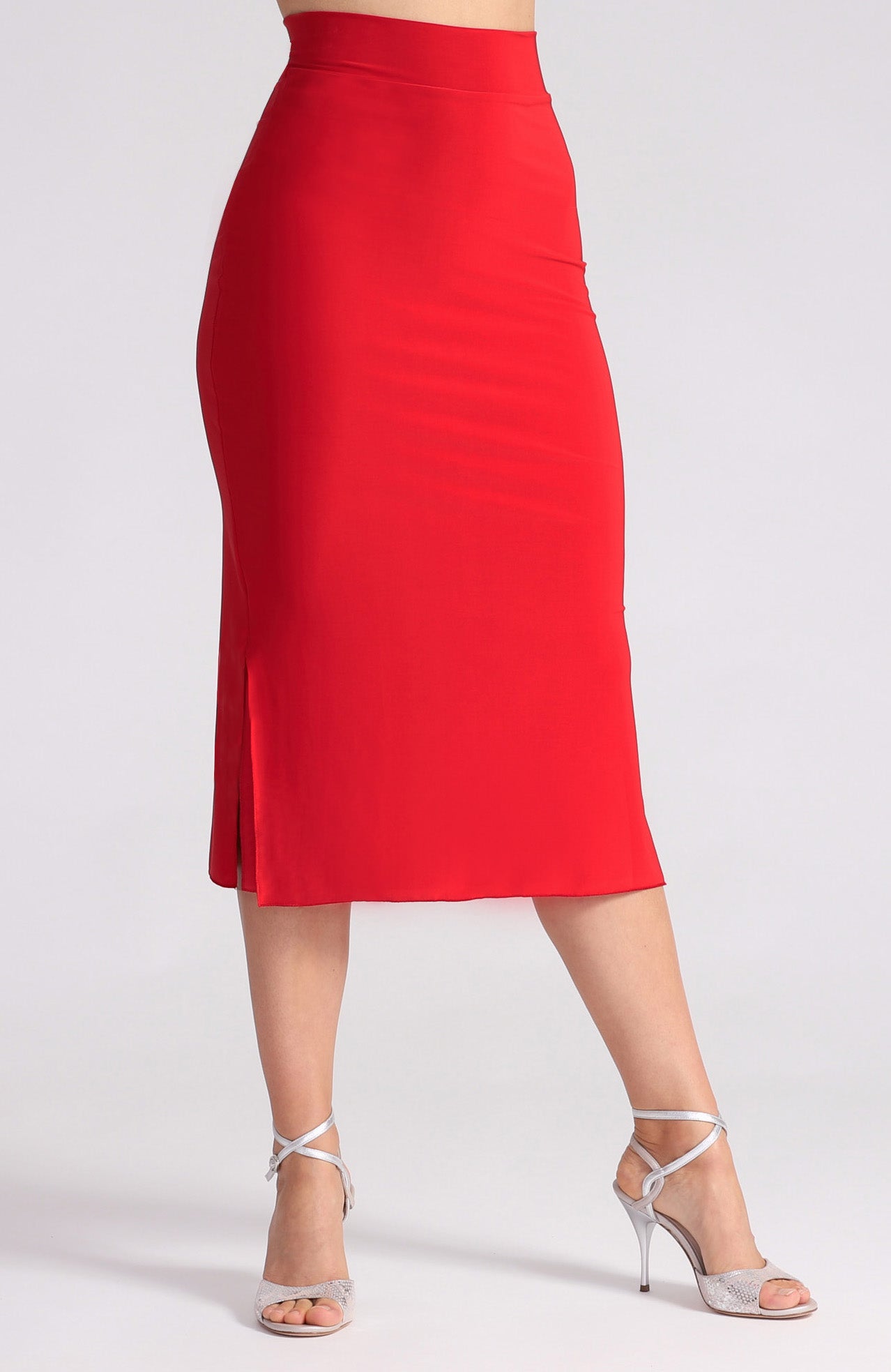 Jupe tango ajustée rouge corail MIA avec fentes latérales