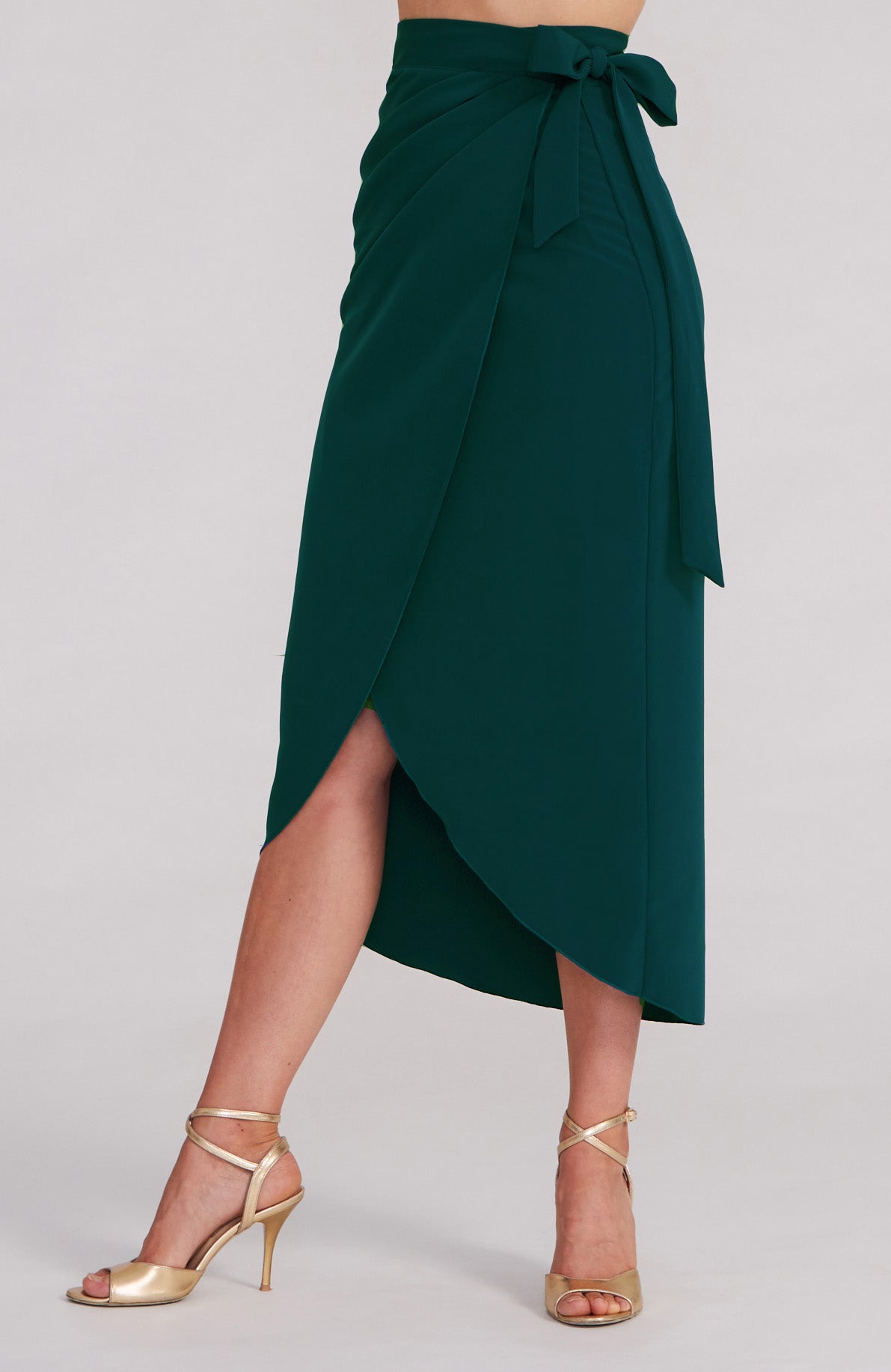 JULIET Green Wrap Skirt with Draped Detail (Pre-order*)