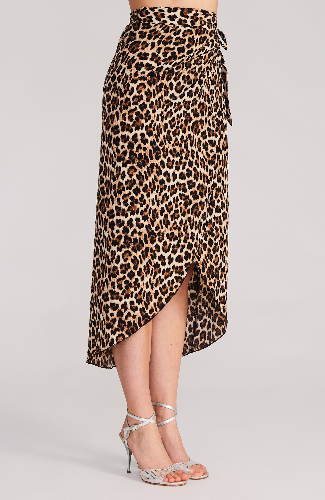 wrap skirt in leopard print