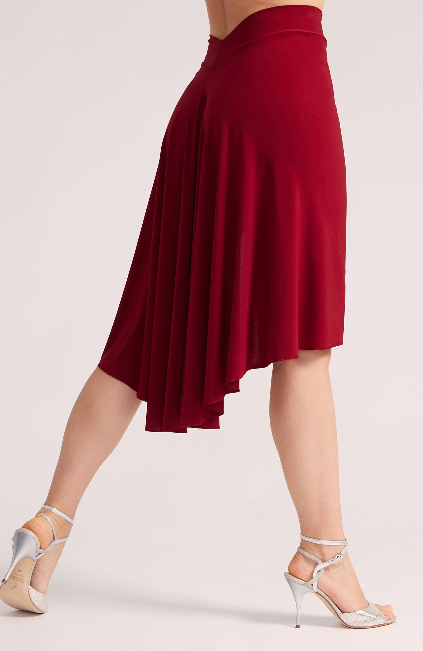PAOLA - Berry Red Argentine Tango Skirt (with Slit)