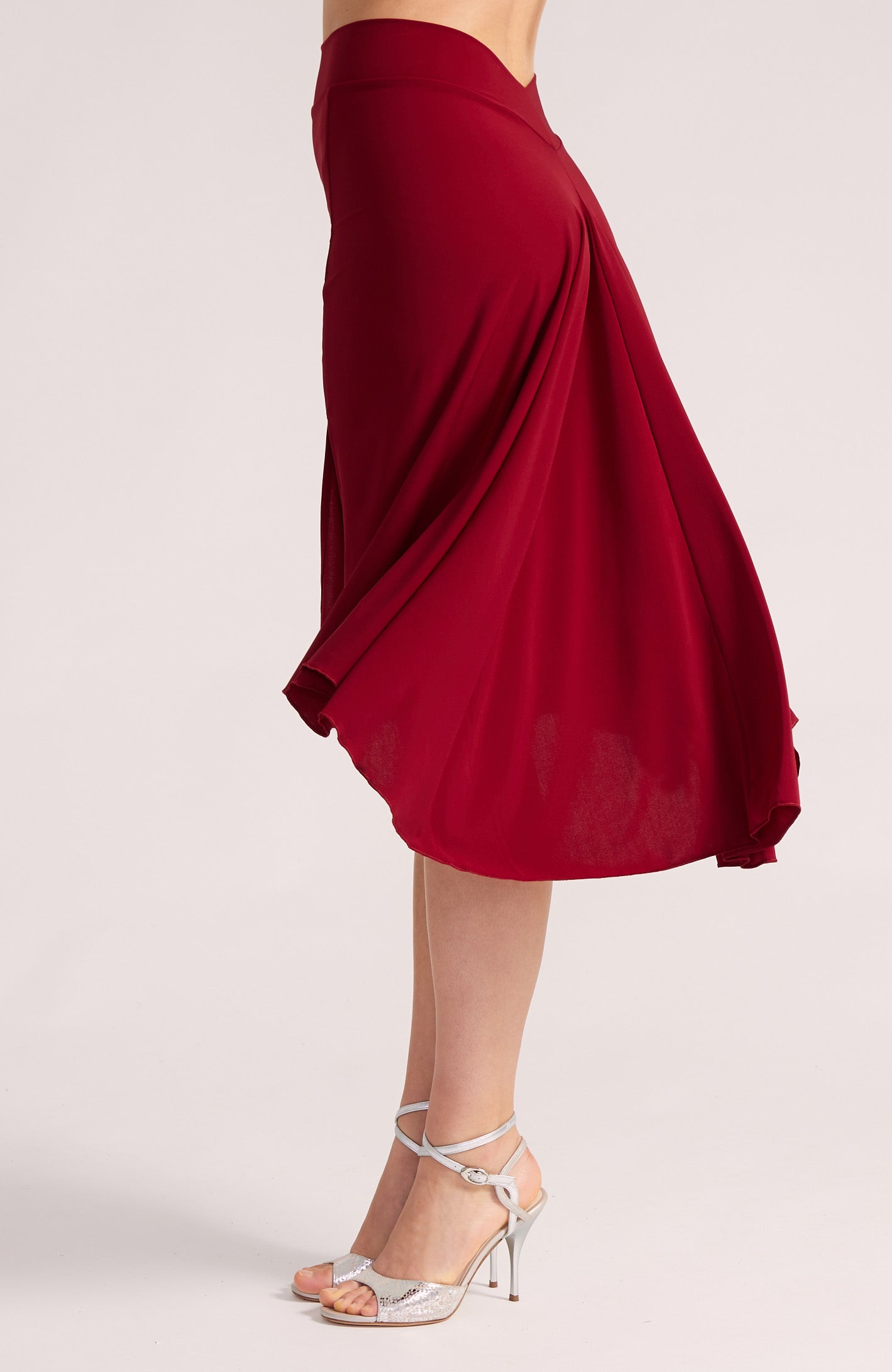 PAOLA - Berry Red Argentine Tango Skirt (with Slit)