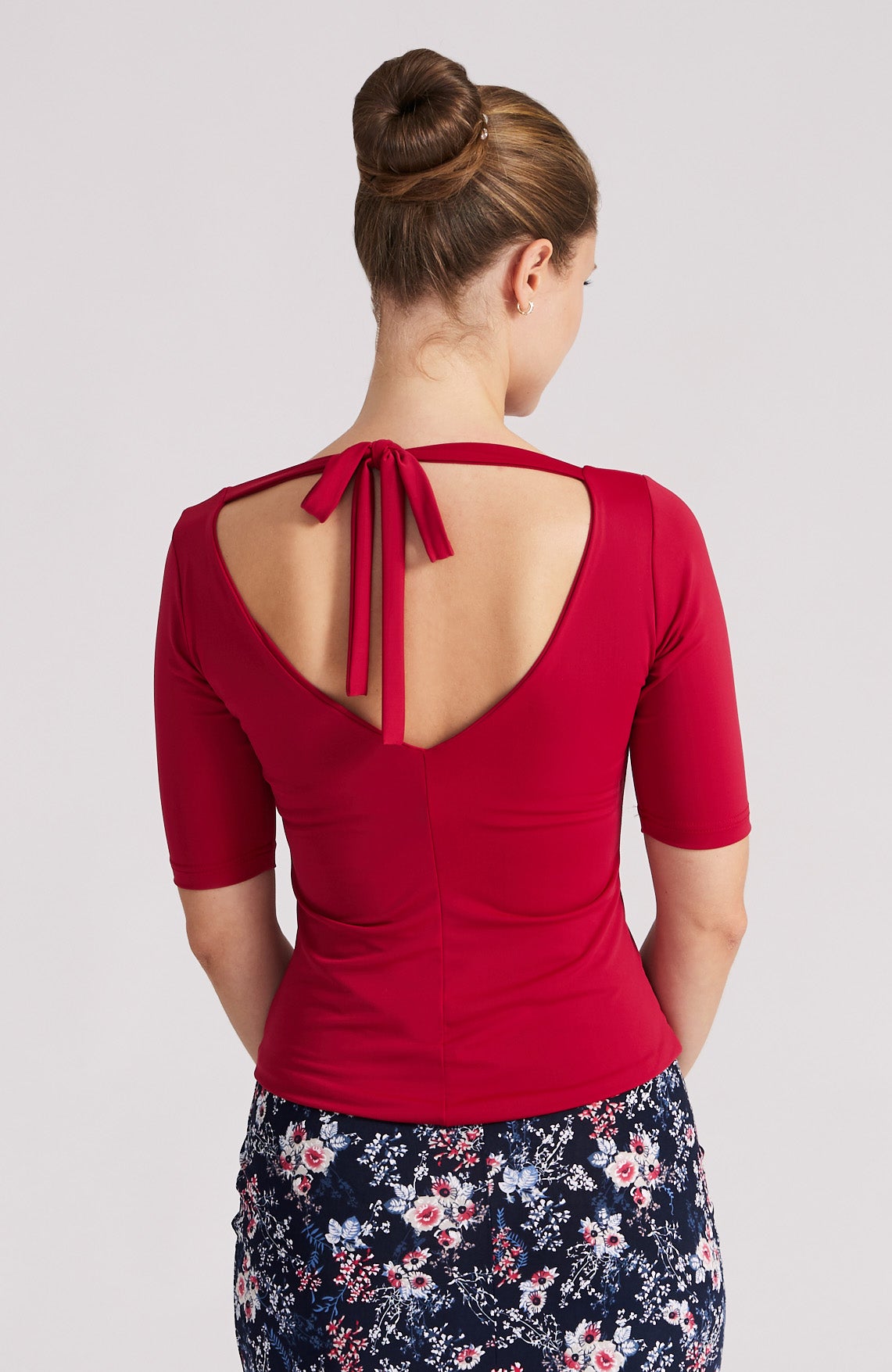 top with sleeves in crimson red