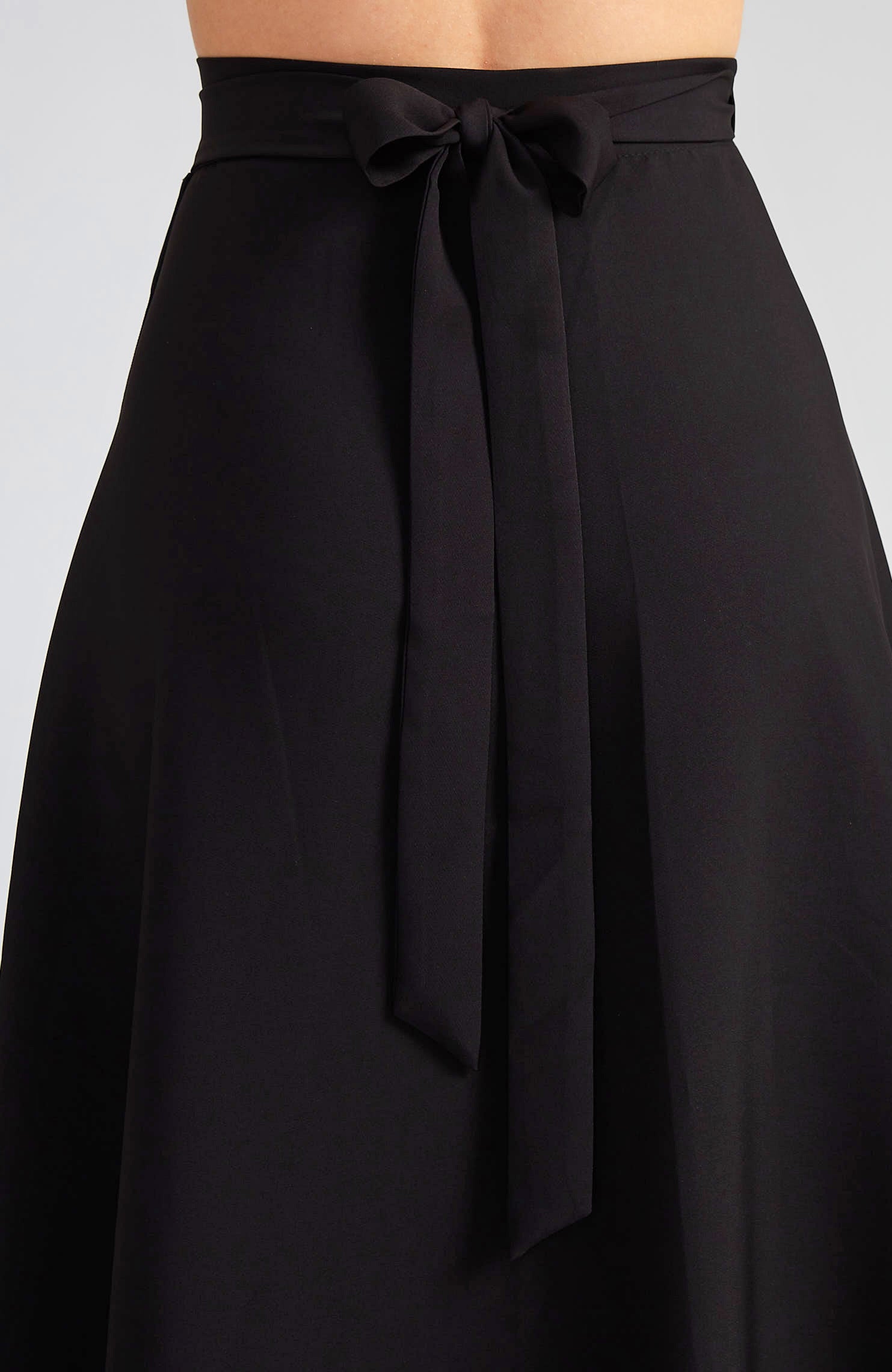 GINA Long Wrap Skirt in Black