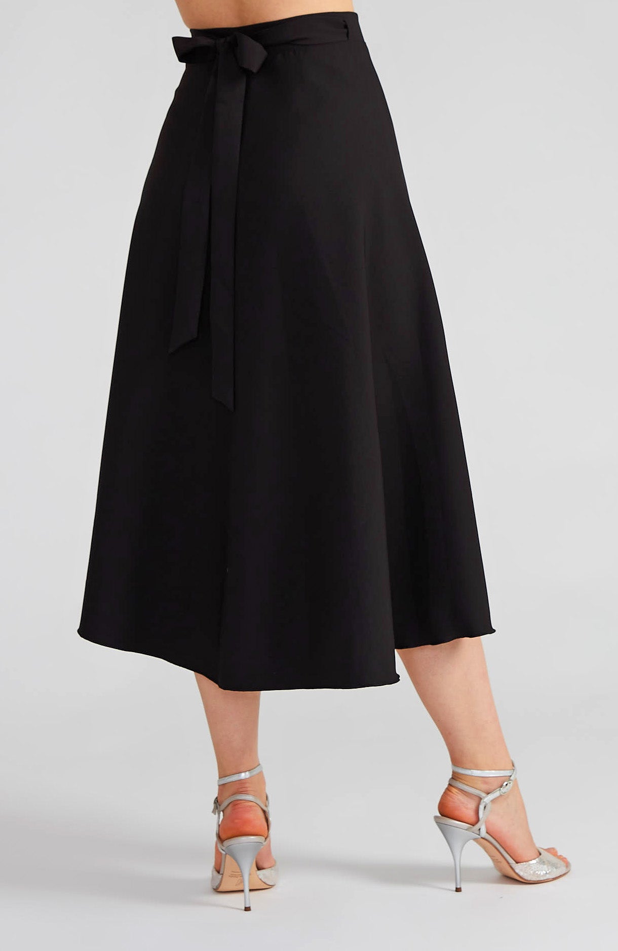 GINA Long Wrap Skirt in Black