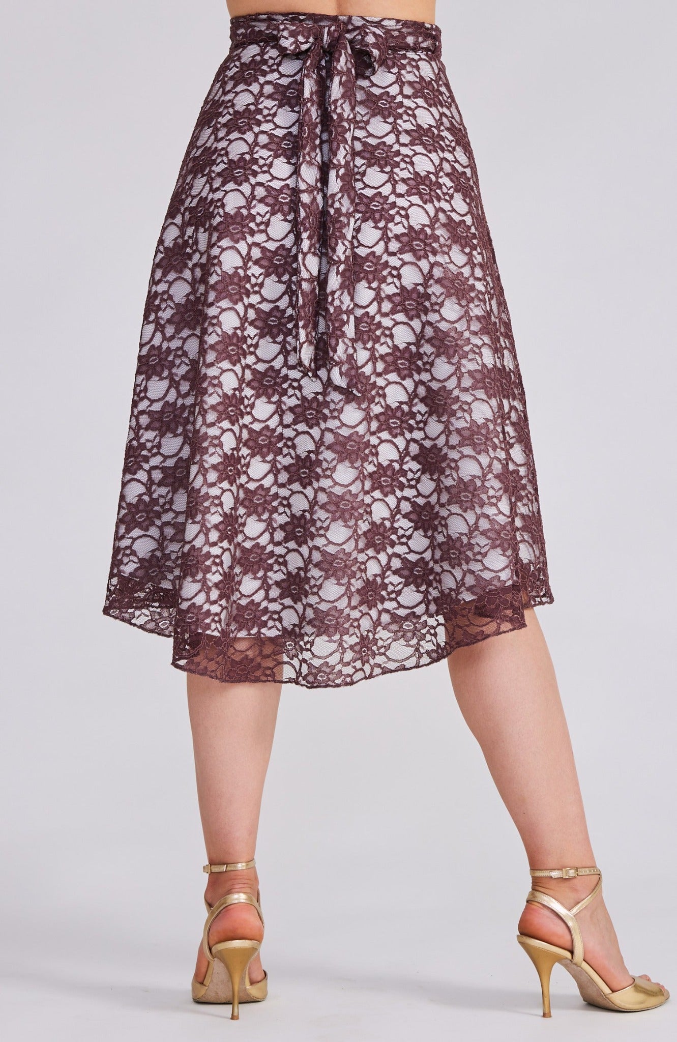 wrap skirt in chocolate brown lace 
