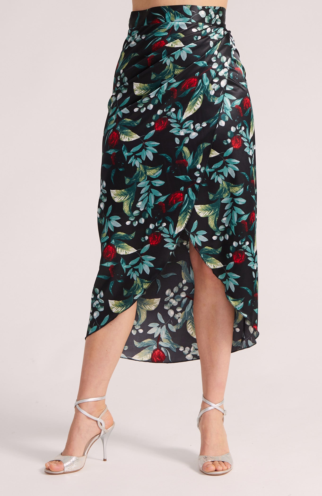 JULIET - Satin Blossom Wrap Skirt