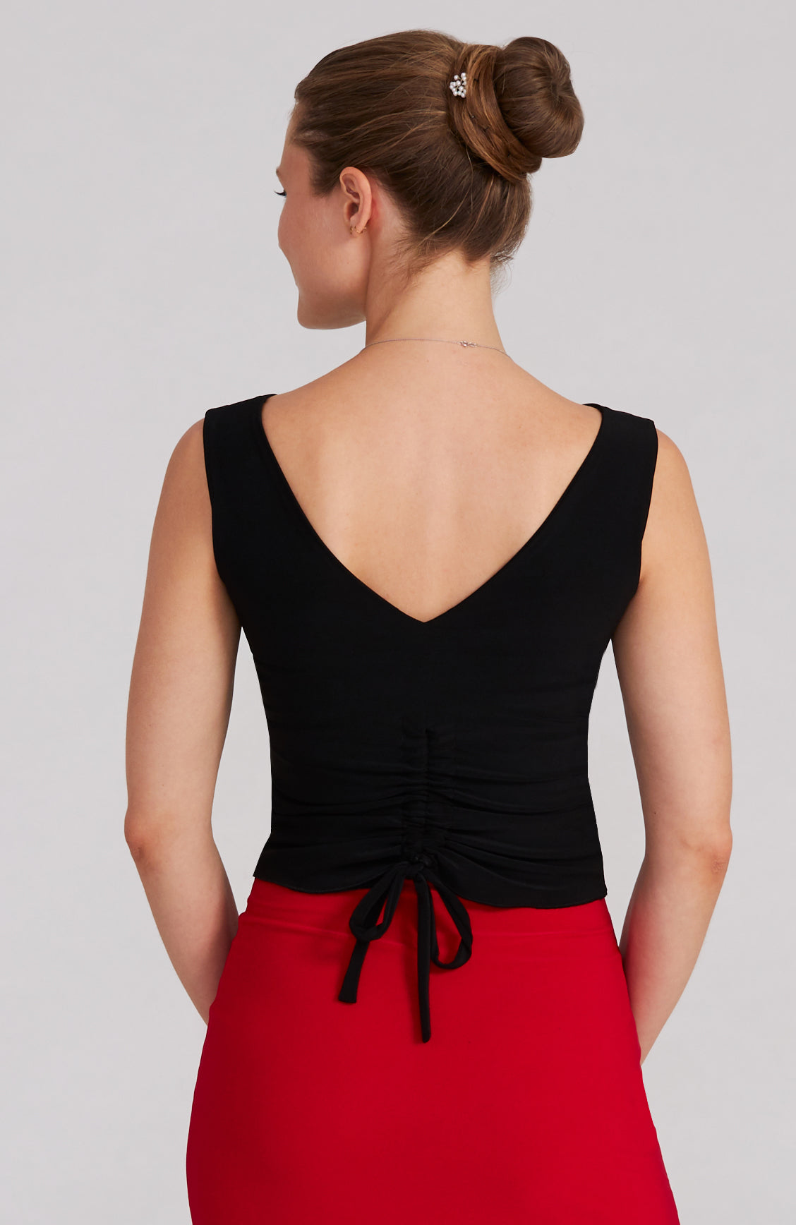 black draped top for argentine tango dancing