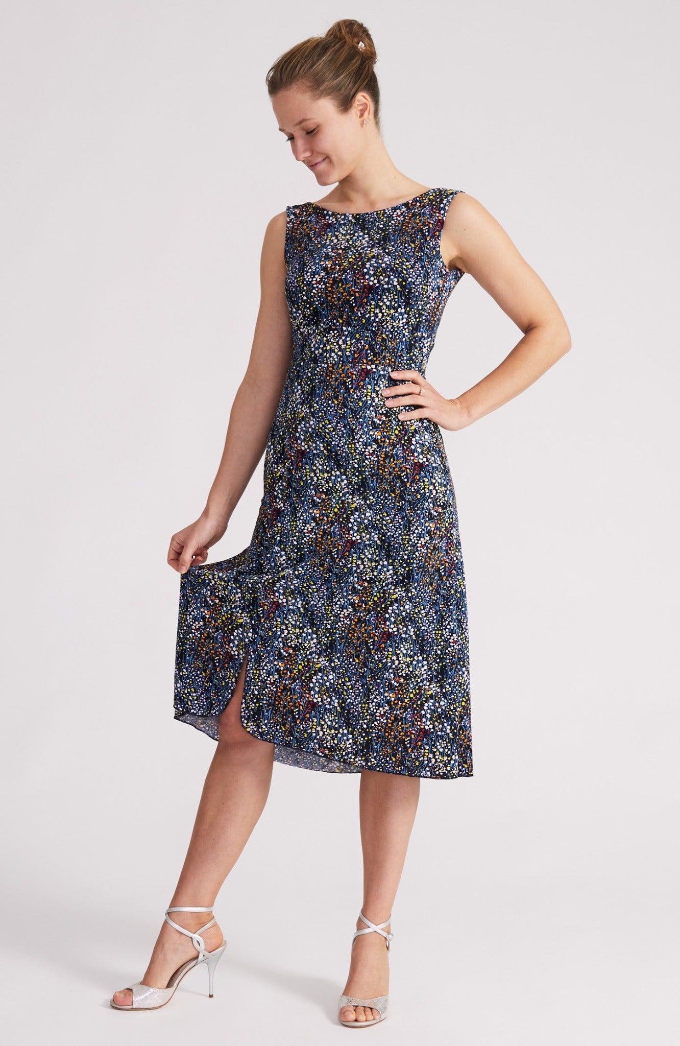 floral tango dance dress with open back