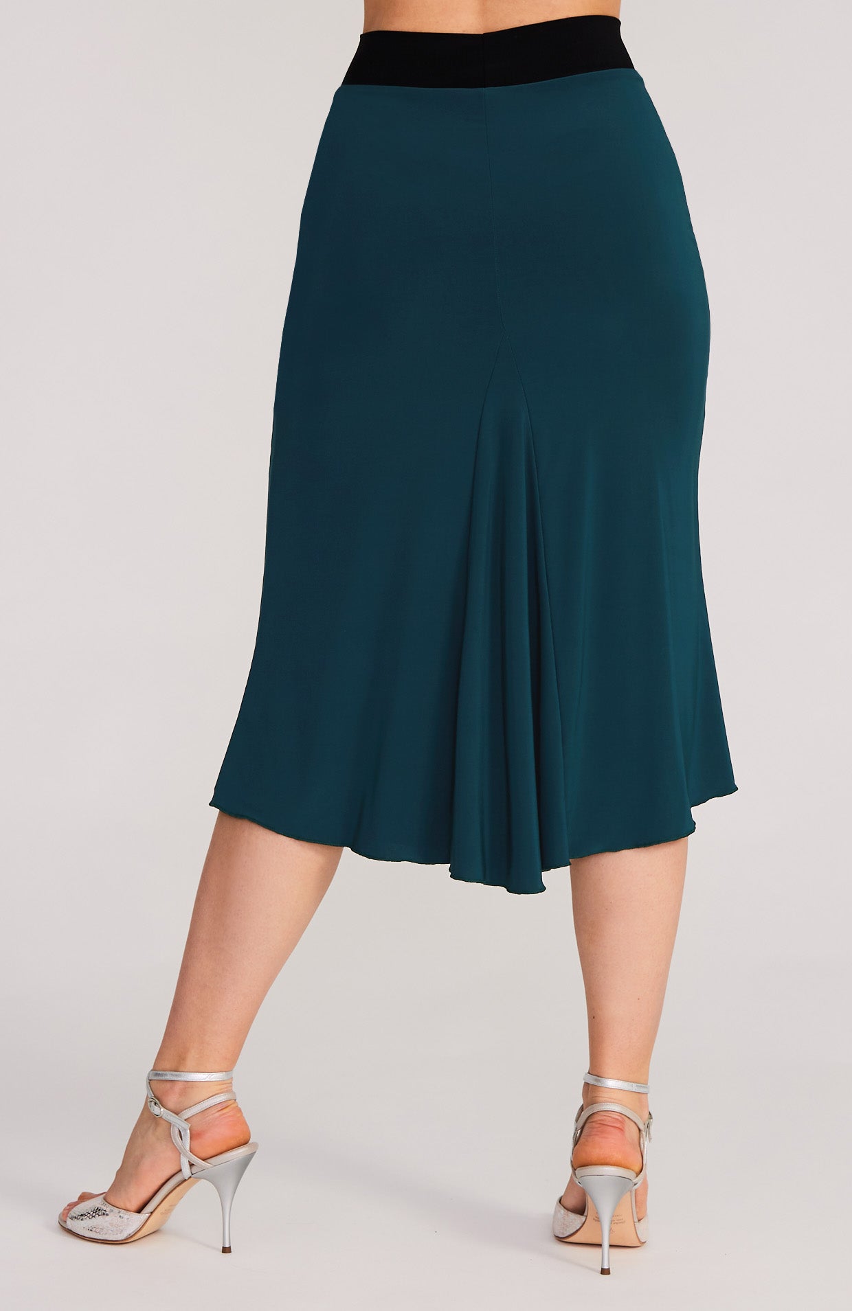 godet skirt in teal green